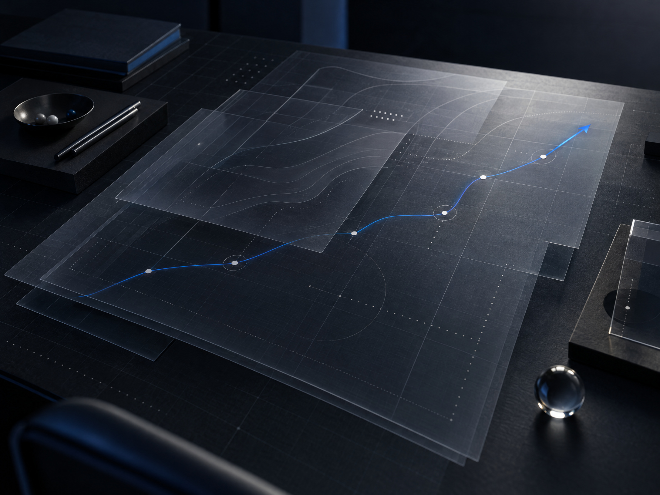 Original editorial illustration of a fictional preparation surface with abstract route and timing marks; not a motorsport record or event image.